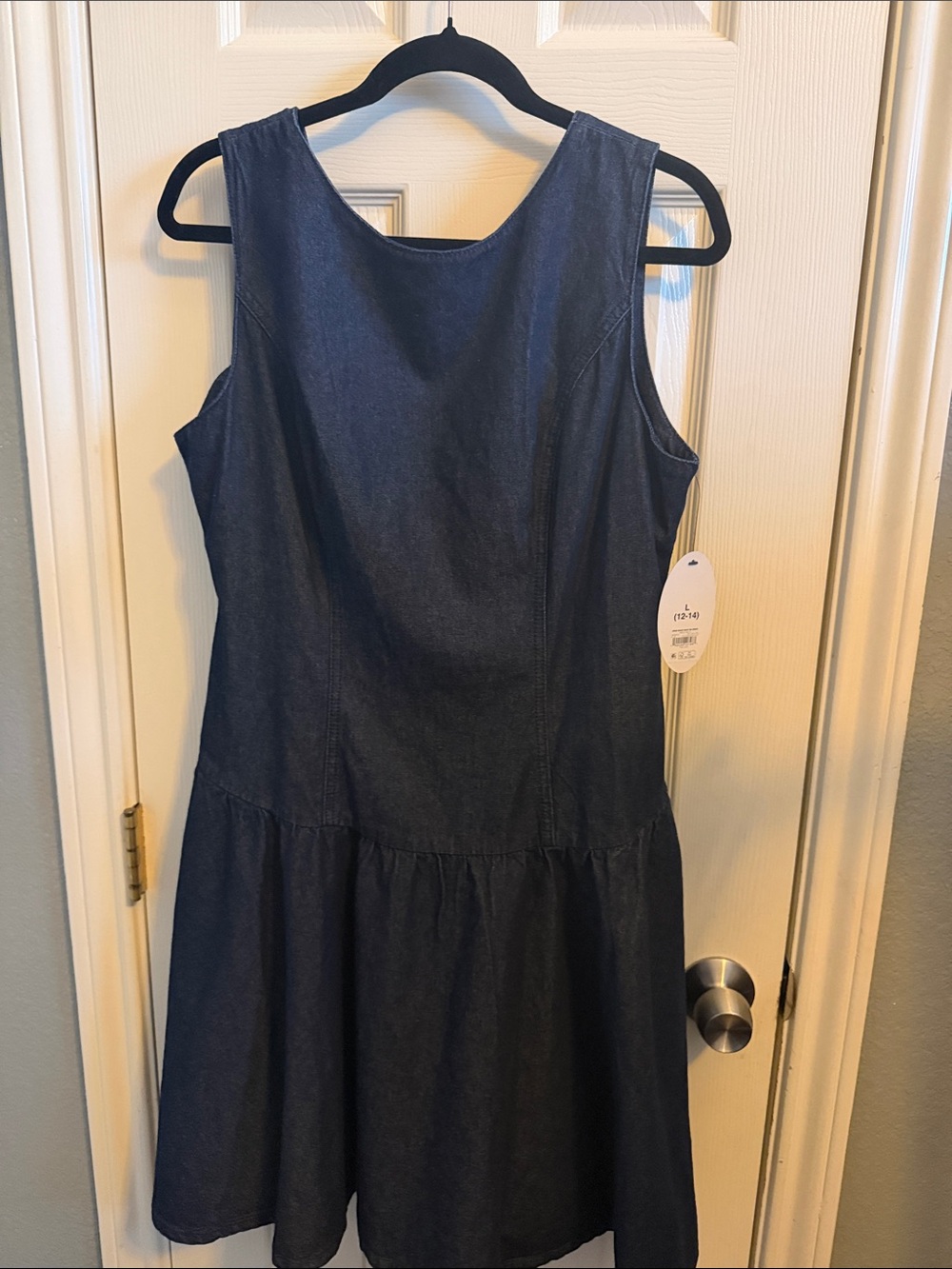 Sleeveless Dark Blue Denim Midi Dress